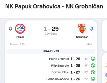 NK Papuk Orahovica – NK Grobničan 1 29 Rekord hnl kupa Dražen Pilčić