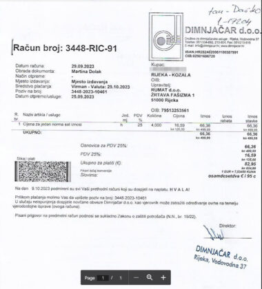 Dimnjačar Doo Vodovodna 37 Rijeka naplaćuje neizvšeni posao