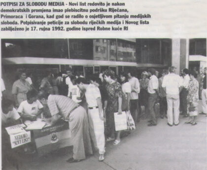 1992 Borba za slobodni Novi list 17.9. RIDS riječka trobojnica