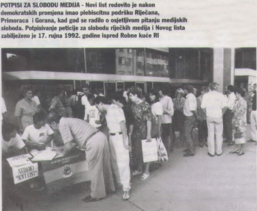 1992 Borba za slobodni Novi list 17.9. RIDS riječka trobojnica
