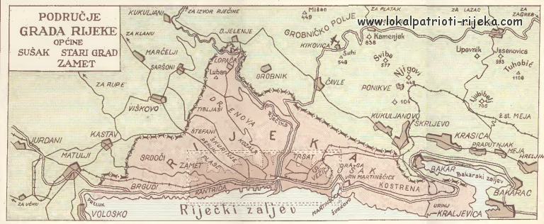 1956 granice Područje GRada Rijeke općine Suška Stari grad Zamet