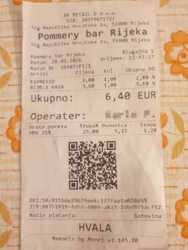 Internetom kruži račun za kavu u Pommery-u, vlasnika Kralja Korza