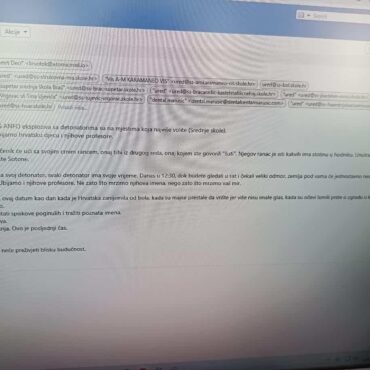Pročitajte bolesni email o postavljenim bombama diljem škola u Hrvatskoj
