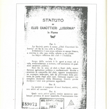 Statuto del Club Canottieri Liburnia in Fiume