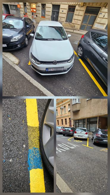 Campetto ofarbali plavo parkirno mjesto u žuto za osobe s invaliditetom