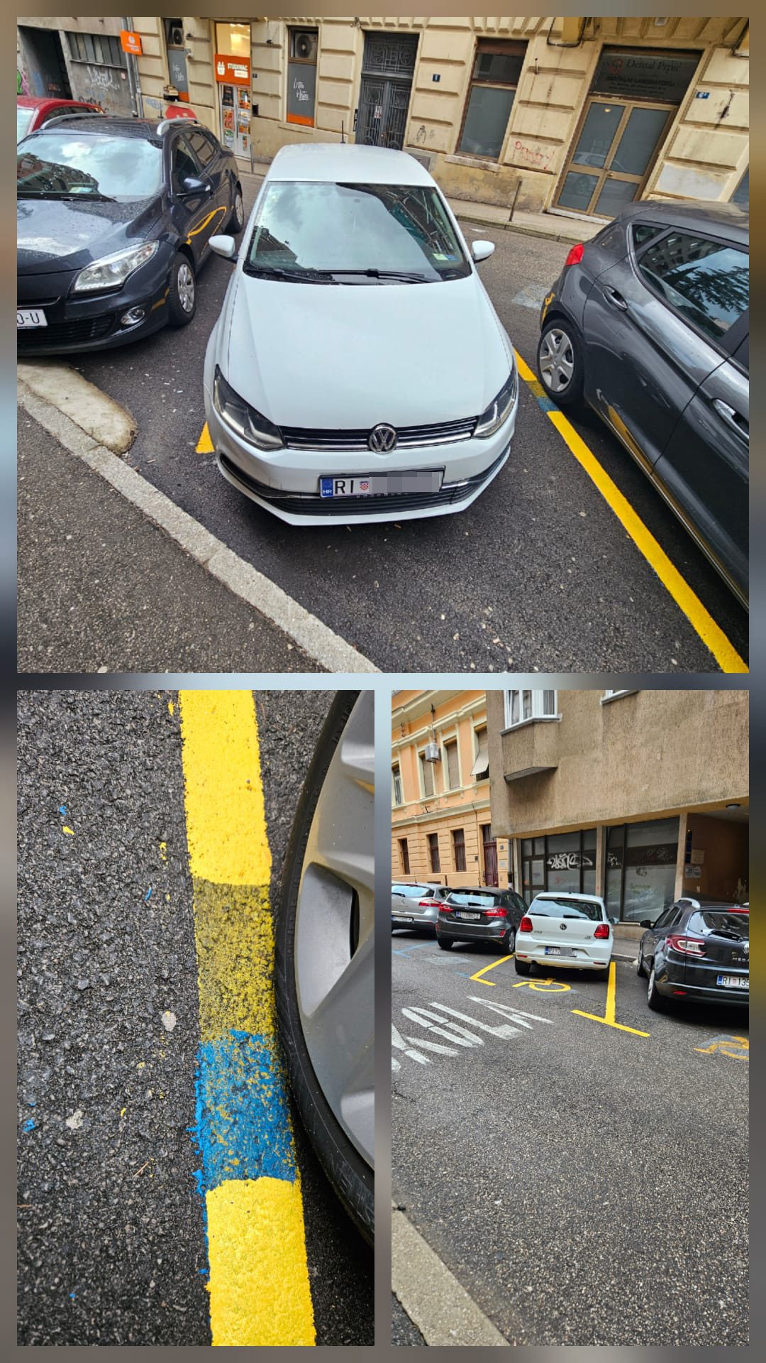 Campetto ofarbali plavo parkirno mjesto u žuto za osobe s invaliditetom